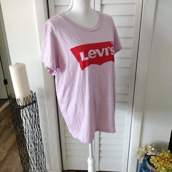 LEVI'S pink t-shirt with graphics red logo on front short sleeve sz 1X - Picture 5 of 7